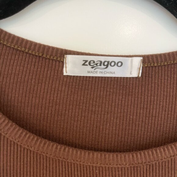 Zeagoo Women Long Sleeve T Shirts Crewneck Cropped - Picture 2 of 3
